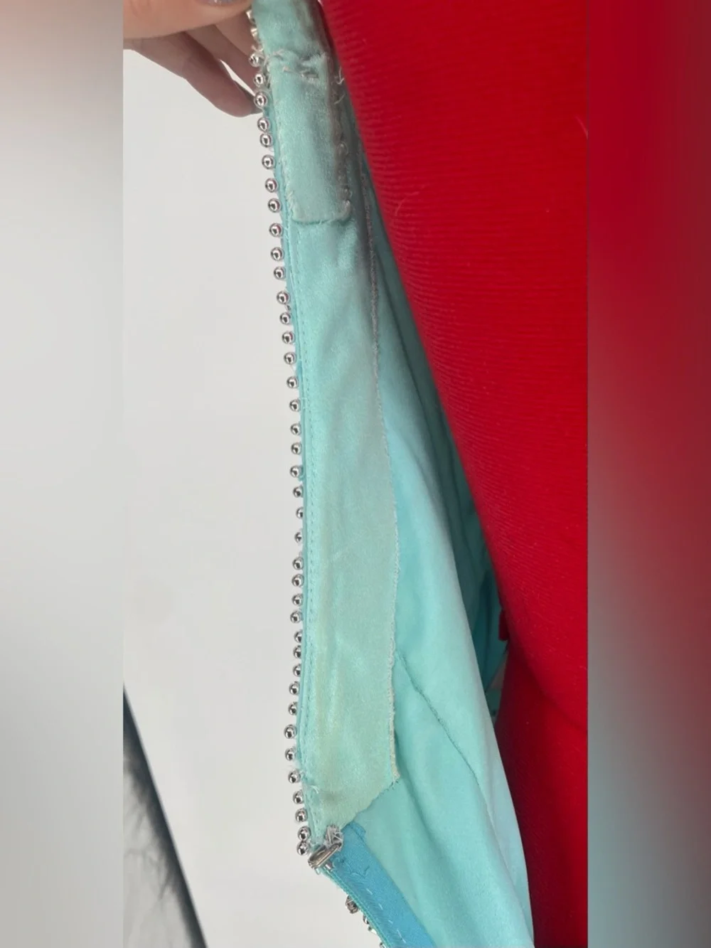 Temptations Sherri Hill Aqua Blue Heavily Beaded Mini Cocktail / Pageant Dress - Picture 17 of 17